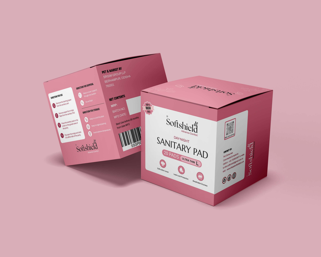 SoftShield Ultra L Sanitary Pads with Wings | Extra Long | Heavy Flow Protection | 20 Pads (Regular Pack)