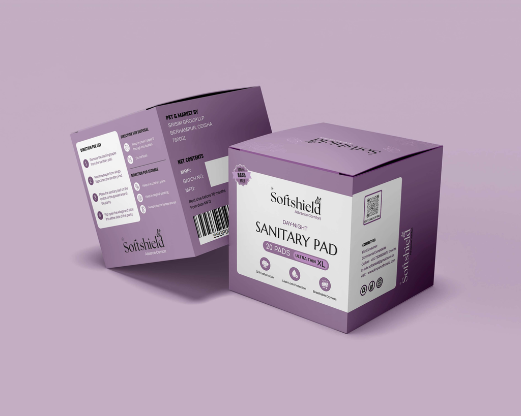 SoftShield Ultra Thin XL Sanitary Pads with Wings | Extra Long | Heavy Flow Protection | 20 Pads (Regular Pack)